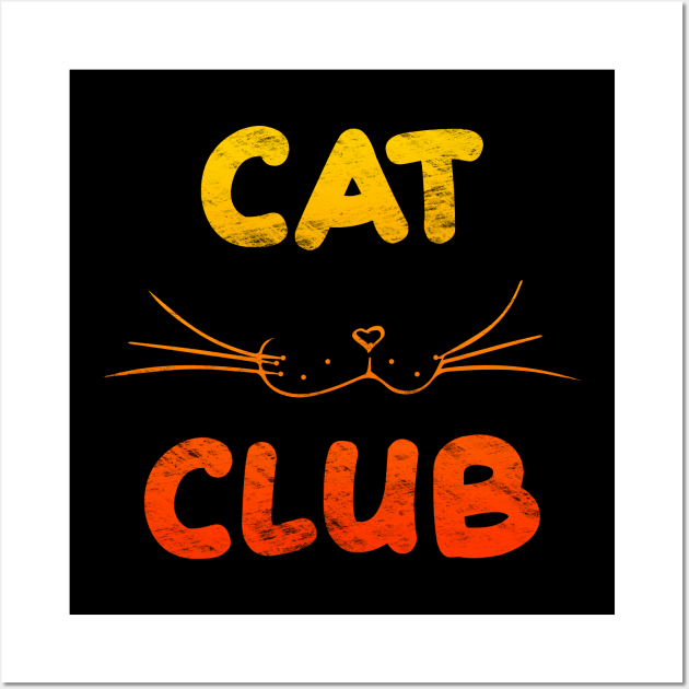 Cat Club - Orange Wall Art by Scailaret